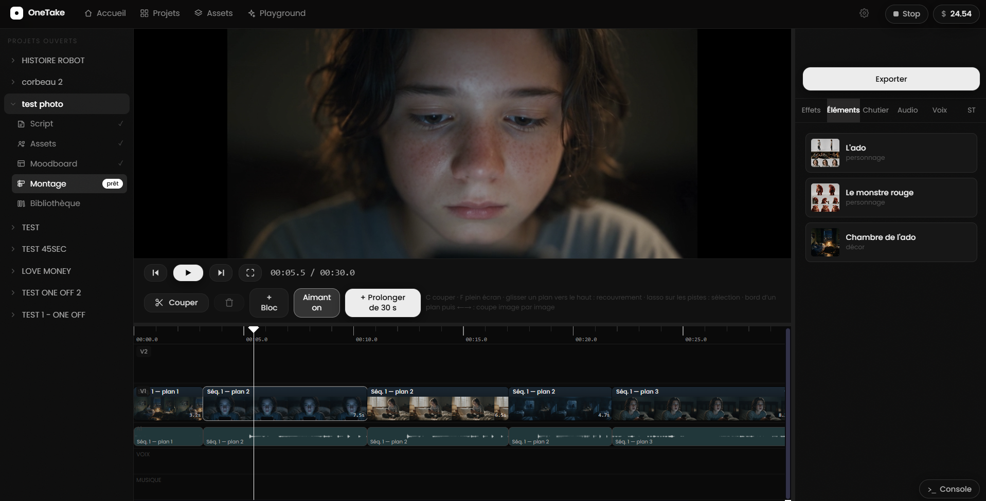 One Take, montage